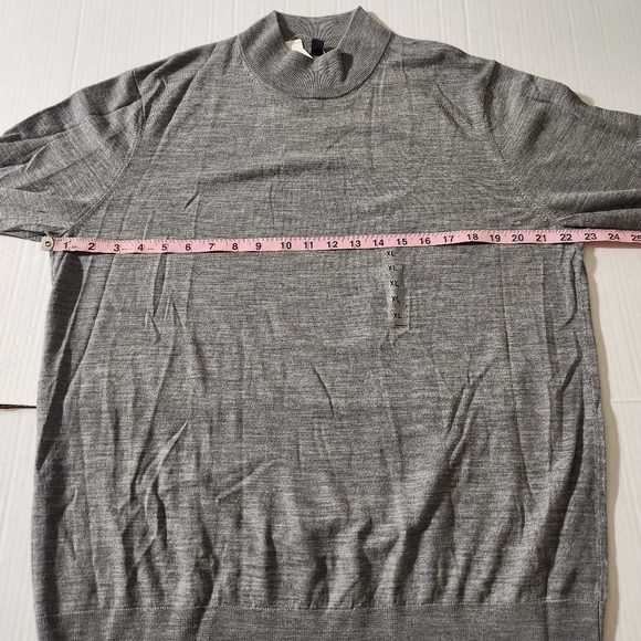 Uniqlo Sweater Mock Neck Merino Wool Grey XL Lightweight Knit Long Sleeve Preppy - Picture 9 of 13